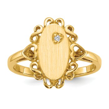 14k 6.0x11.5mm Open Back AA Diamond Signet Ring