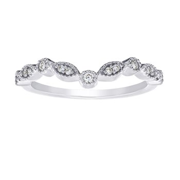 TriUnity™ 10K White Gold V Shaped With Marquise & Round Milgrain Settings 0.15 Ctw