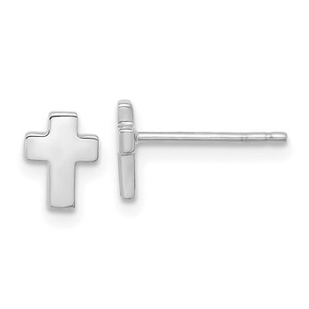 14k White Gold Polished Cross Post Earrings