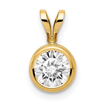 14k 6mm Round Cubic Zirconia Bezel Pendant