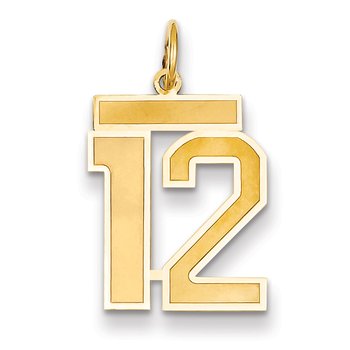14k Medium Satin Number 12 Charm