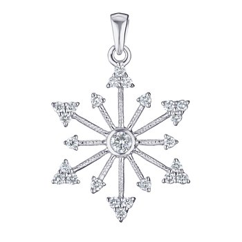 Diamond Frost™ 14k White Gold Diamond Set Snowflake Polished Bail Pendant Diamond 0.50 Ctw