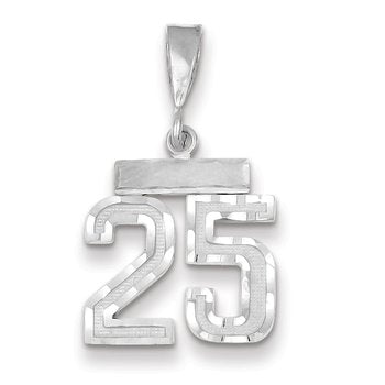 14kw Small Brushed Diamond-cut Number 25 Charm