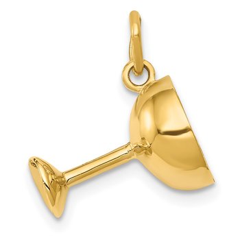 14k 3D Champagne Glass Charm