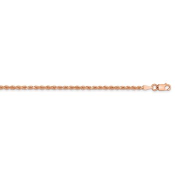 14K Rose Gold 10 inch 2mm Diamond-cut Rope with Lobster Clasp Anklet