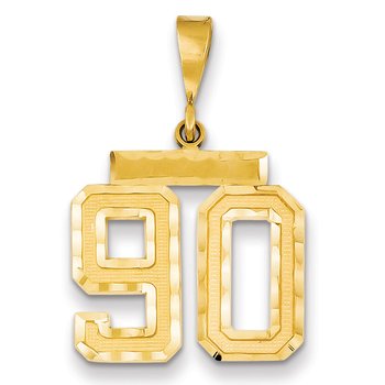 14k Medium Diamond-cut Number 90 Charm