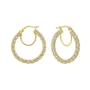 14K Ice Chain Round Hoops