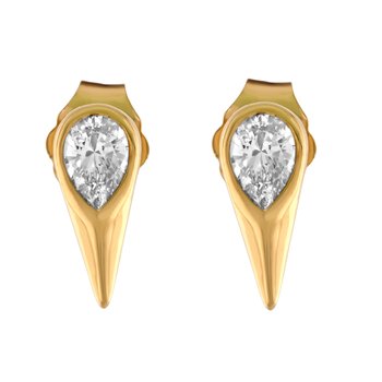 Textura™ 14K Yellow Gold Flush Set Pear Shape in Brushed Arrow Shaped Studs Diamond 0.30 Ctw