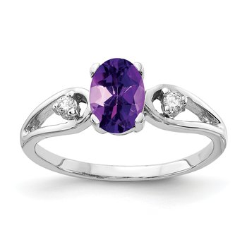 14k White Gold 7x5mm Oval Amethyst A Diamond ring