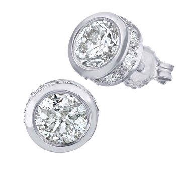 14KW Roundlette Bezel Set Studs Diamond Side Feature