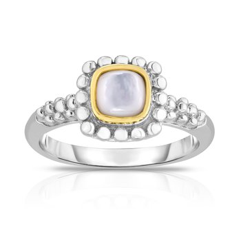 18K & Sterling Silver Polished Quadra Birthstone Size-7 Ring