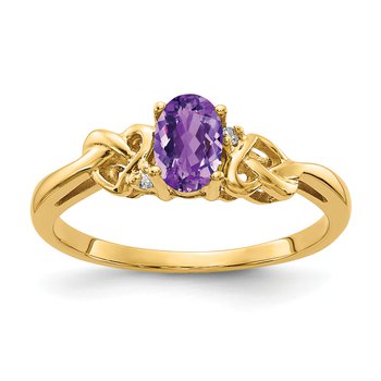 14k 6x4mm Oval Amethyst AA Diamond ring