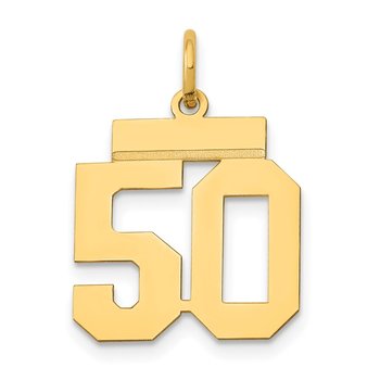 14k Small Polished Number 50 Charm