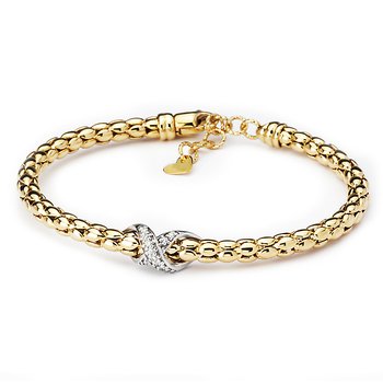 Popcorn Flexible Bangle Bracelet with Diamonds