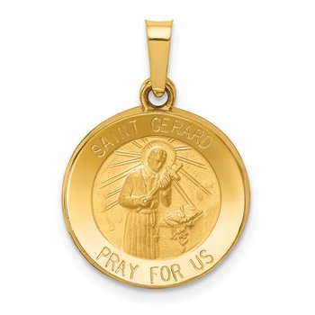 14k Polished and Satin St Gerard Medal Hollow Pendant