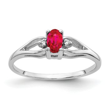14k White Gold 5x3mm Oval Ruby VS Diamond ring