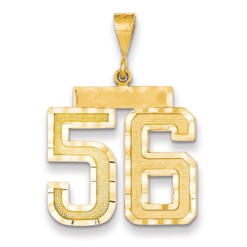 14k Large Brushed Diamond-cut Number 56 Charm