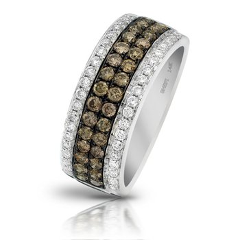 Cinnamon Dulce™ 14K White Gold 2 Rows Pave Set Cognac White Rails Diamond & Cognac 0.91 Ctw