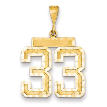 14k Large Brushed Diamond-cut Number 33 Charm