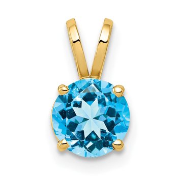 14k 6mm Round Blue Topaz Pendant