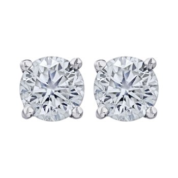 STANDARD - 14K White Gold Diamond 1.00 Ctw 4 Prong Basket Setting Push Back Studs Earrings Available in White, Yellow or Rose Gold