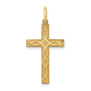 14K Laser Designed Cross Charm