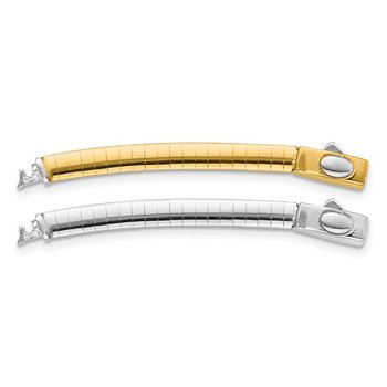 14k Two-tone 4mm White and Yellow Domed Omega 2 inch Extender for Reversible Necklace