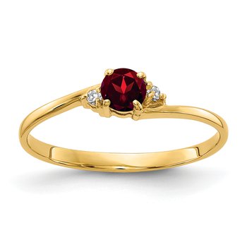 14k 4mm Garnet AA Diamond ring
