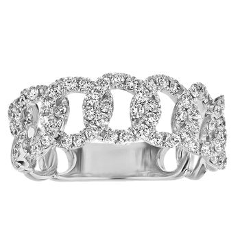14K Yellow Gold Ring Pave Set Chain Link Diamond 0.75 Ctw