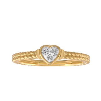 Textura™ 14K Yellow Gold Bezel Set Heart Shape Textured Shank Diamond 0.30 Ctw