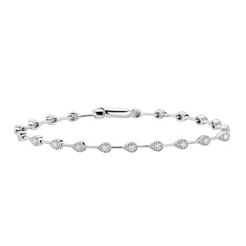 10K White Gold Illusion Setting Setting Pear-Shape with Bars Between Diamond Bracelet 0.50 Ctw