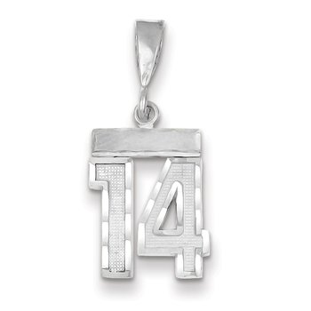 14kw Small Brushed Diamond-cut Number 14 Charm