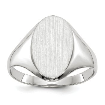 14k White Gold 9.0x14.0mm Closed Back Signet Ring