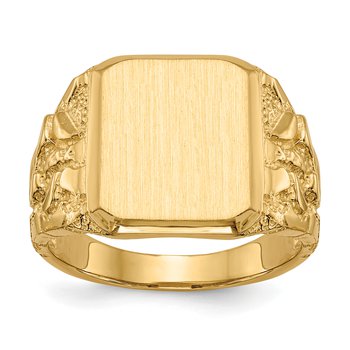 14k 13.0 x 14.0mm Open Back Mens Signet Ring