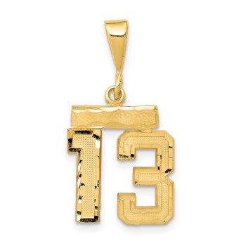 14k Small Brushed Diamond-cut Number 13 Charm