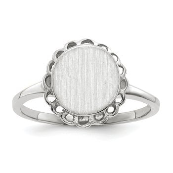 14k White Gold 8.5x9.0mm Open Back Signet Ring