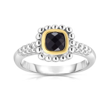 18K & Sterling Silver Polished Quadra Birthstone Size-7 Ring