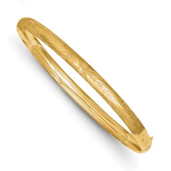 14k 3/16 Oversized Laser-Cut 5.00mm Hinged Oval Bangle Bracelet