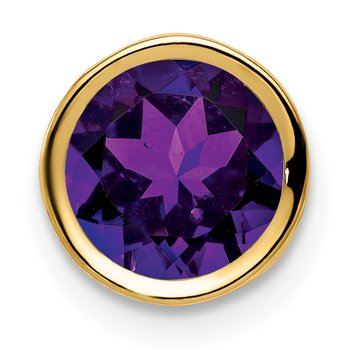14k 7mm Round Amethyst Bezel Chain Slide