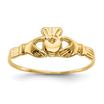 14k Childs Polished Claddagh Ring