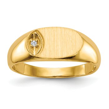 14k 11.0x6.5mm AA Diamond Open Back Signet Ring