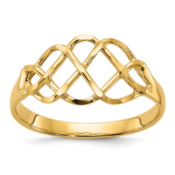 14k Polished & Diamond-Cut Fancy Ring