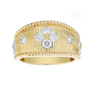 Textura™ 14K Yellow Gold Textured Dome Flush Set Diamond 0.75 Ctw