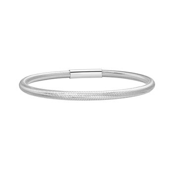 Silver Basketweave Stretch Bangle