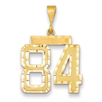 14k Large Brushed Diamond-cut Number 84 Charm