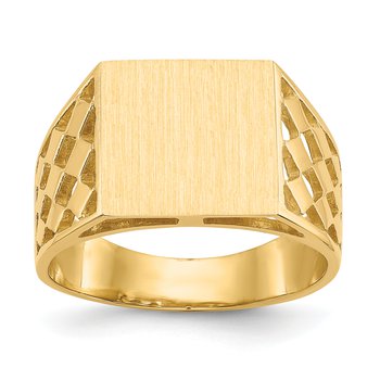 14k 12.5x12.0mm Open Back Mens Signet Ring