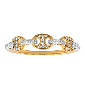 14K Yellow Gold Ring: 14KY 'Gucci' Link Pave Set 44 Rd. 1/5 Ctw Diamond Ring 0.19 Ctw