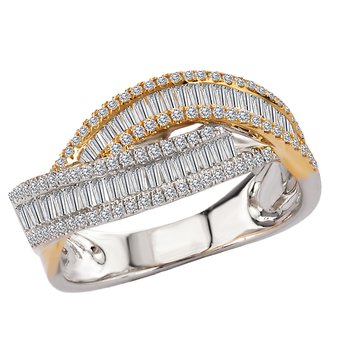 Two-tone Gold Diamond Twist Ring