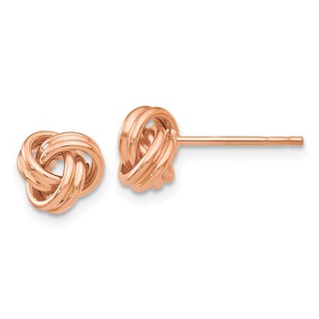 14k Rose Gold Polished Love Knot Post Earrings