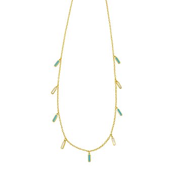 14K Turquoise & MOP Inlay Station Necklace